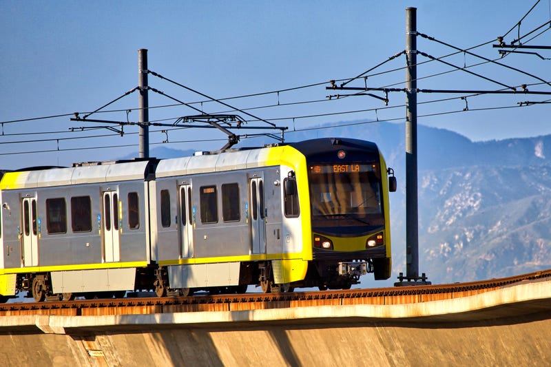 Los Angeles Metro Gold L Line train - stock photo