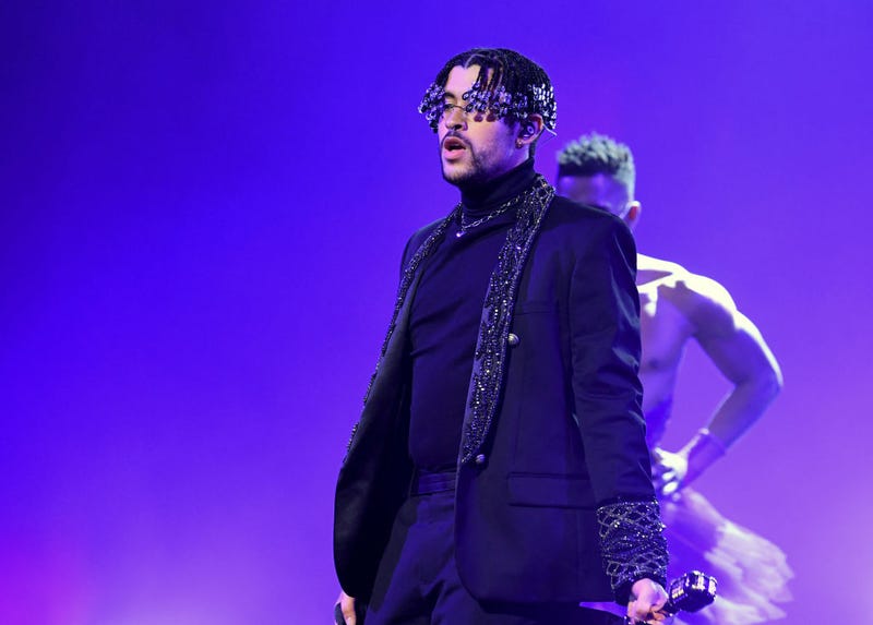 In this image released on October 14, Bad Bunny performs onstage at the 2020 Billboard Music Awards, broadcast on October 14, 2020 at the Dolby Theatre in Los Angeles, CA.