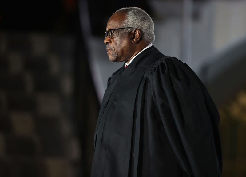 Supreme Court Associate Justice Clarence Thomas attends the ceremonial swearing-in ceremony for Amy Coney Barrett to be the U.S. Supreme Court Associate Justice on the South Lawn of the White House October 26, 2020 in Washington, DC. The Senate confirmed Barrett’s nomination to the Supreme Court today by a vote of 52-48. (Photo by Tasos Katopodis/Getty Images)