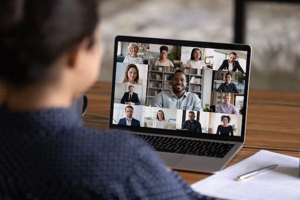 Woman during video call with workmates