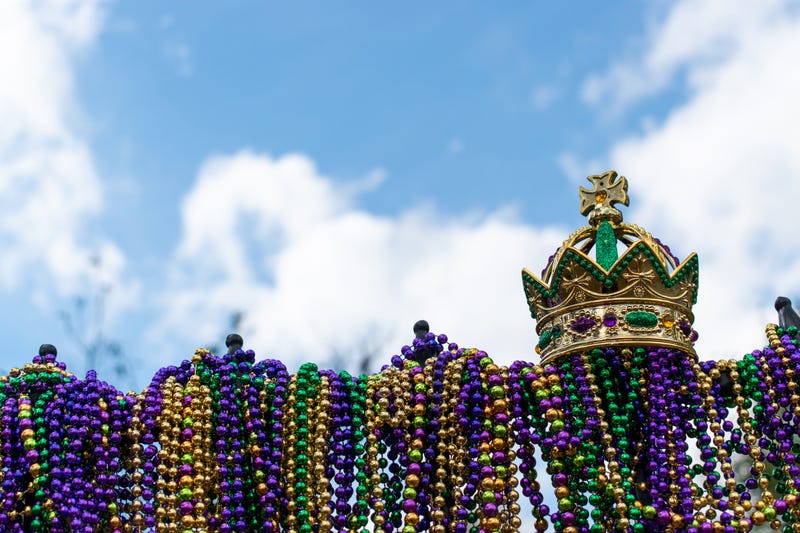 Mardi Gras beads and crown