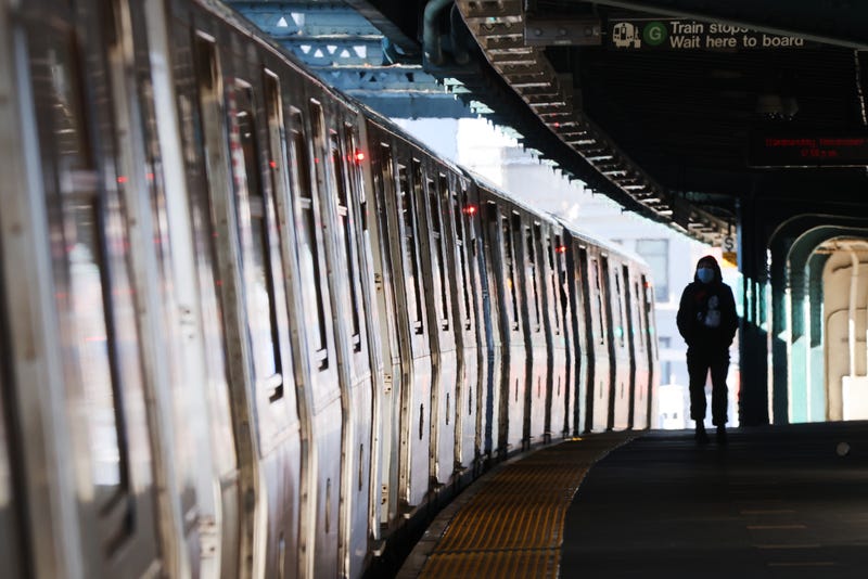 A subway arrives at a Brooklyn station on November 18, 2020 in New York City.