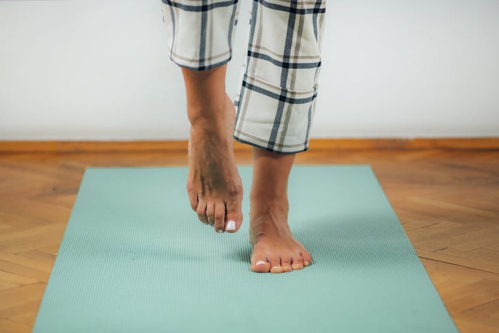 balancing on one foot