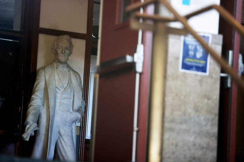 A statue of Abraham Lincoln stands inside of Abraham Lincoln High School on December 17, 2020 in San Francisco, California.