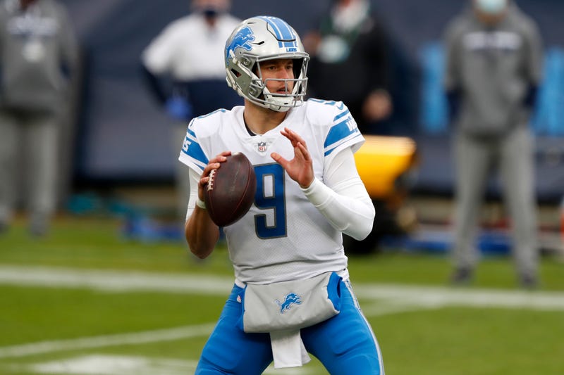 Former Lions quarterback Matthew Stafford about to throw the ball.