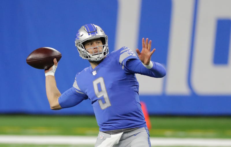 Former Lions quarterback Matthew Stafford about to make a pass.
