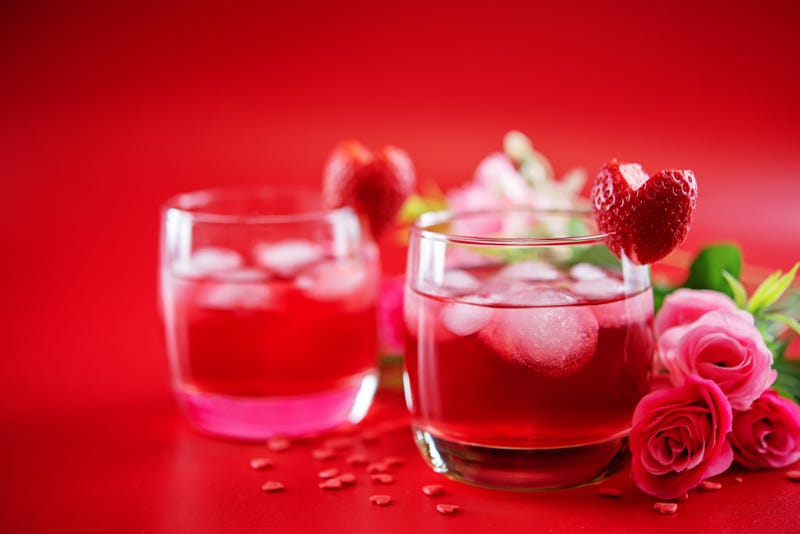 Red Valentine's day cocktail in a glass