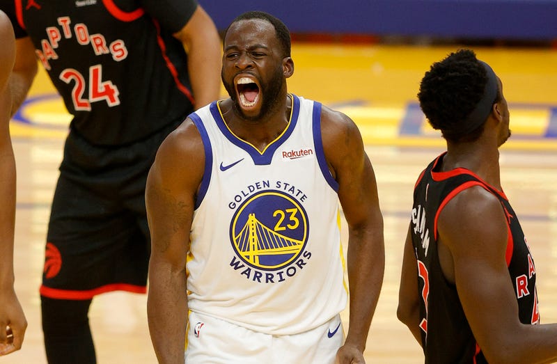 Warriors forward Draymond Green pumped up on the court.