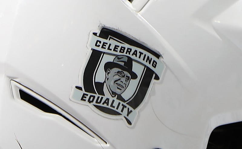Helmet patch honoring Willie O'Ree, the first black player in the NHL