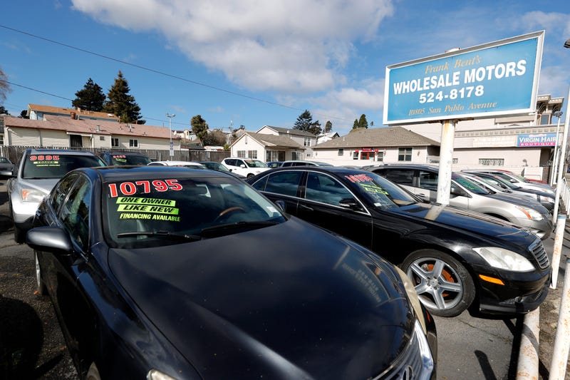 Used cars sit on the lot at El Cerrito, California.