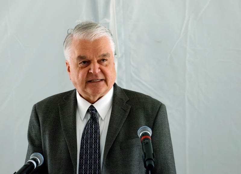 Nevada Gov. Steve Sisolak speaks during the launch of the 100-megawatt MGM Resorts Mega Solar Array on June 28, 2021 in Dry Lake Valley, Nevada