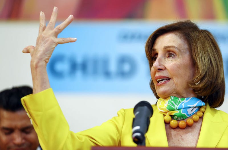 House Speaker Nancy Pelosi (D-CA) speaks at a press conference on the newly expanded Child Tax Credit at the Barrio Action Youth and Family Center on July 15, 2021 in Los Angeles, California. One of Pelosi's aide's tested positive for coronavirus after they came into contact with a delegation of Texas lawmakers in Washington, D.C.