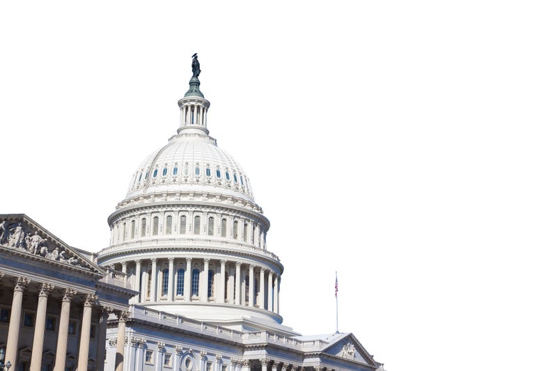 Congress Capitol Building of USA is isolated on white background in Washington DC