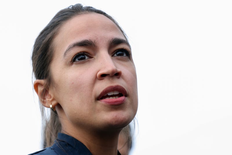 U.S. Rep. Alexandria Ocasio-Cortez (D-NY) speaks at a news conference on the eviction moratorium at the Capitol on August 03, 2021 in Washington, DC.