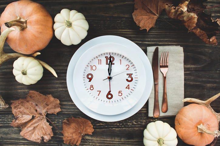 Clock On Fall Decorated Table