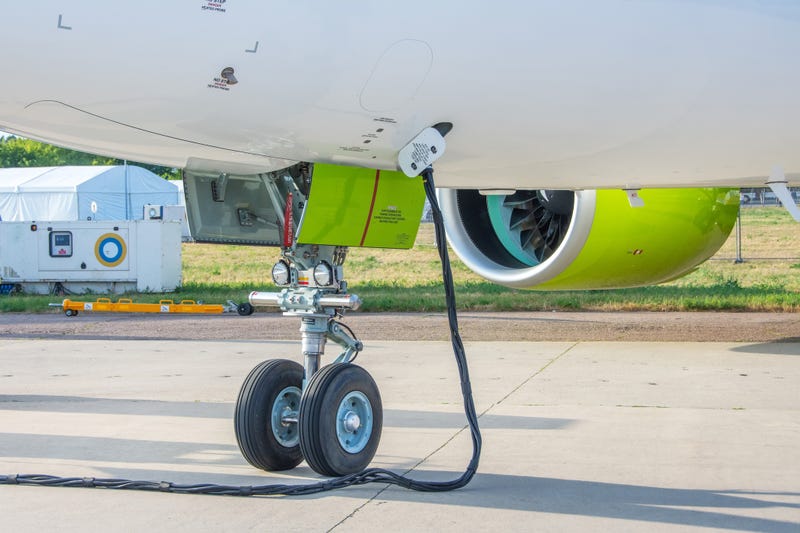 Airplane with a charging cable.