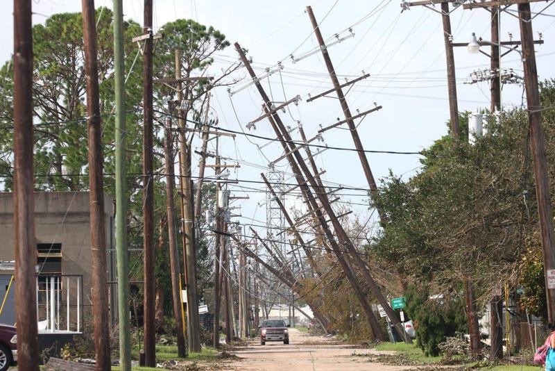 Power poles damaged by Ida