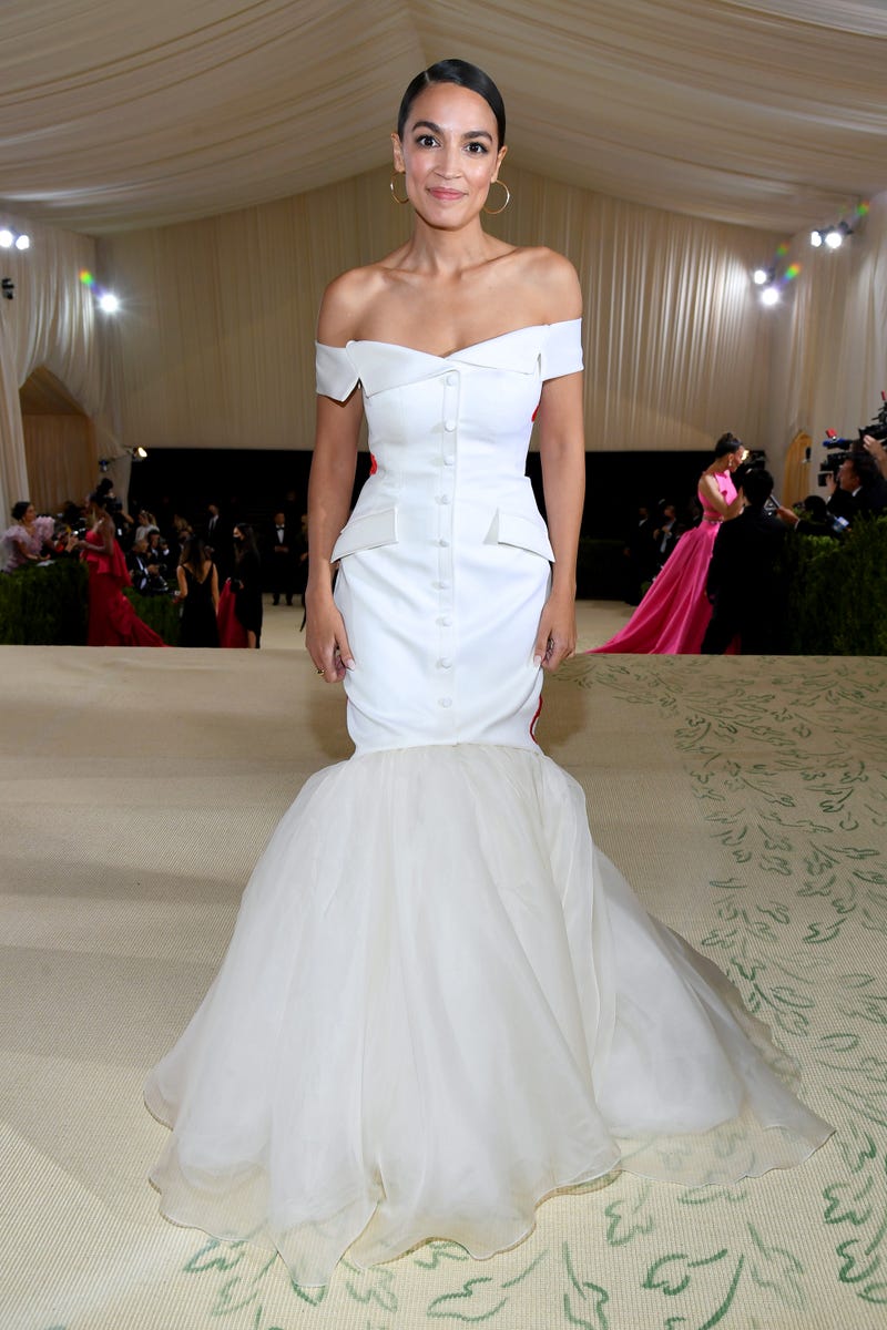Alexandria Ocasio-Cortez attends The 2021 Met Gala Celebrating In America: A Lexicon Of Fashion at Metropolitan Museum of Art on September 13, 2021 in New York City.