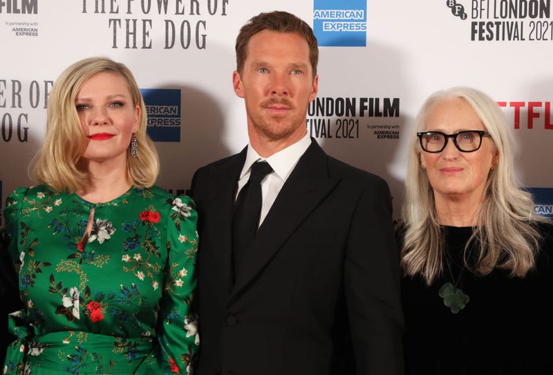 Kirsten Dunst and Benedict Cumberbatch and Director Jane Campion attend "The Power Of The Dog" UK Premiere during the 65th BFI London Film Festival at The Royal Festival Hall on October 11, 2021 in London, England