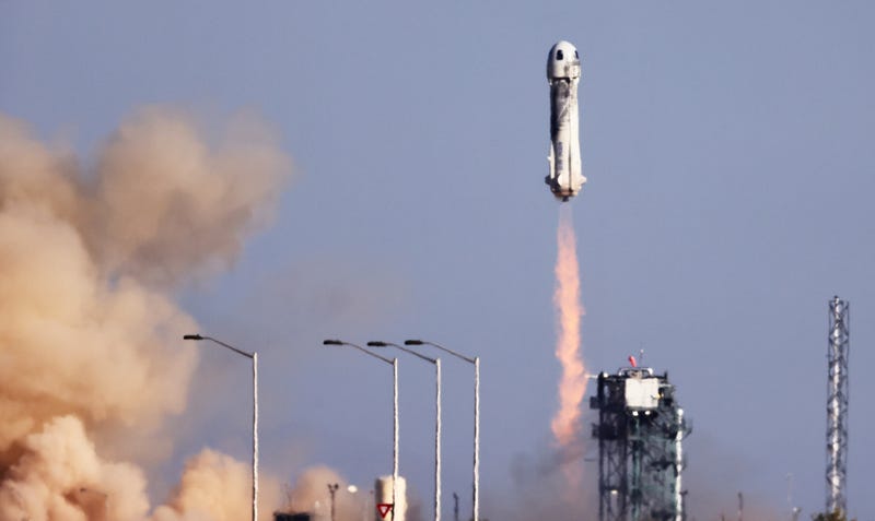 Blue Origin’s New Shepard lifts off from the launch pad