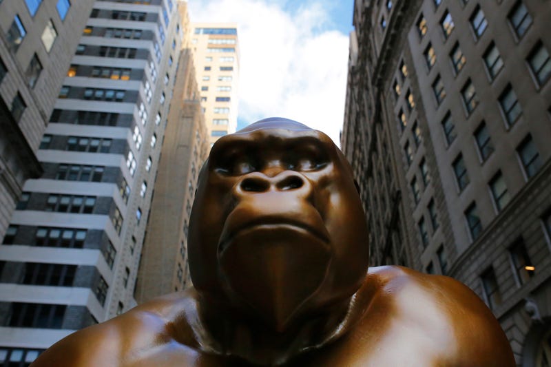 A statue of Harambe is seen on October 18, 2021 in New York City