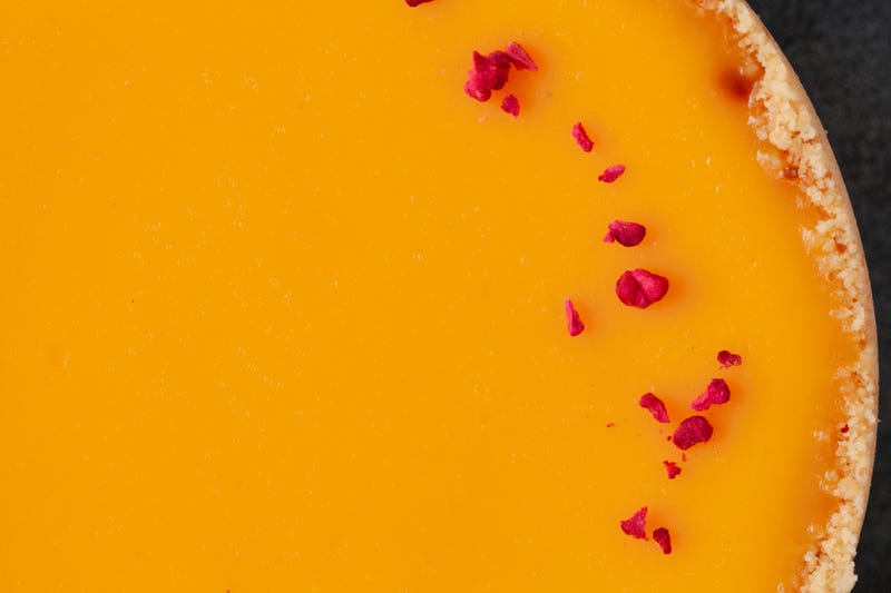 close up of mango pie