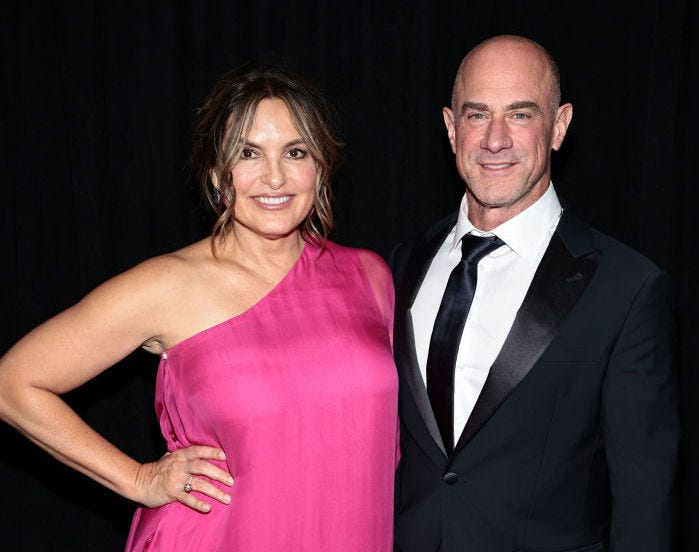 Mariska Hargitay (L) and Chris Meloni attend Glamour Celebrates 2021 Women of the Year Awards on November 08, 2021 in New York City.