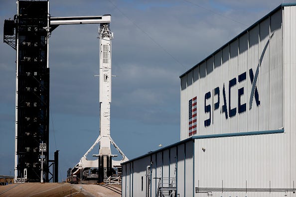 The SpaceX Falcon 9 rocket and Crew Dragon capsule on launch Pad 39A at NASA's Kennedy Space Center on November 09, 2021 in Cape Canaveral, Florida.