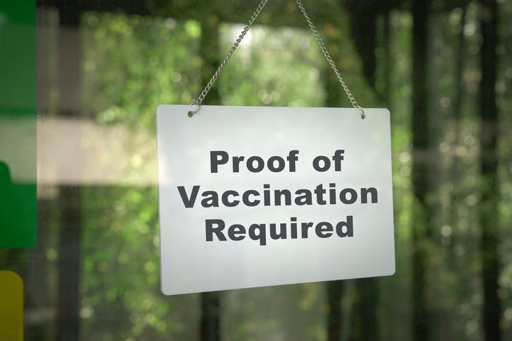 Proof of vaccination sign.