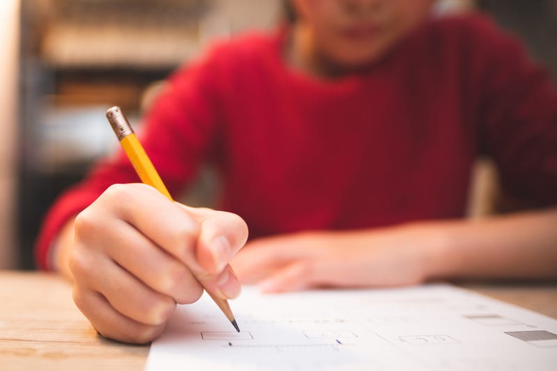 Student taking a test.
