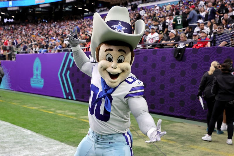 The Dallas Cowboy mascot Rowdy poses during the 2022 NFL Pro Bowl at Allegiant Stadium on February 06, 2022 in Las Vegas, Nevada.