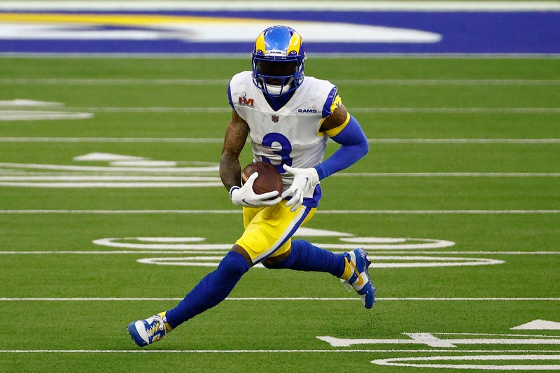 Odell Beckham Jr. catches a pass in Super Bowl 56