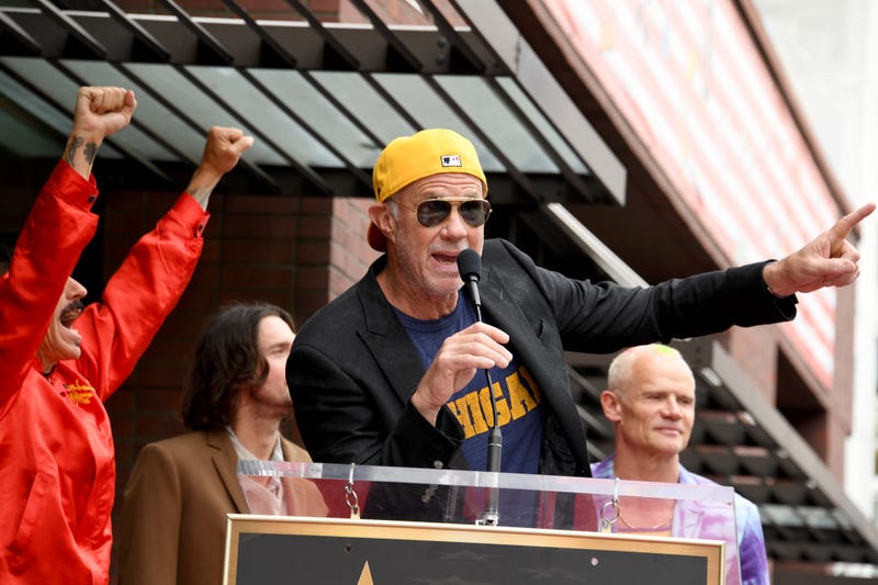 Chad Smith acknowledges the fans on Hollywood Blvd at the Walk of Fame induction.