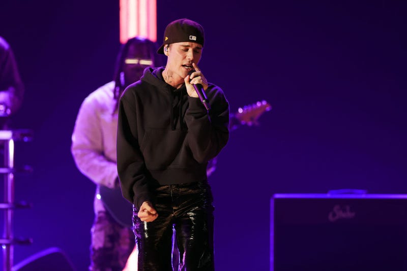 FILE - Justin Bieber performs onstage during the 64th Annual GRAMMY Awards at MGM Grand Garden Arena on April 03, 2022 in Las Vegas, Nevada.
