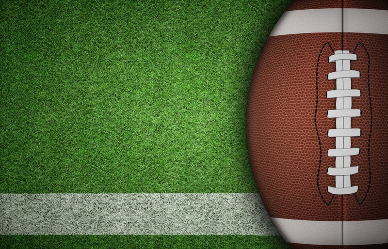 football ball on green grass and white line