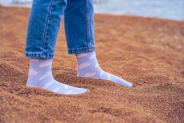 Colorful socks on the beach