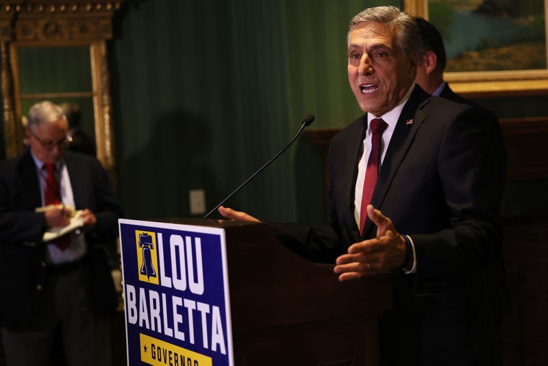 HARRISBURG, PENNSYLVANIA - MAY 12: GOP candidate for Pennsylvania Governor Lou Barletta speaks during a press conference at Pennsylvania Manufacturers Association May 12, 2022 in Harrisburg, Pennsylvania. Barletta and Senate Pro Tempore and GOP candidate for Pennsylvania Governor Jake Corman held a press conference where Corman announced his withdrawal from the Governor's race and will be backing Barletta's candidacy for Governor.