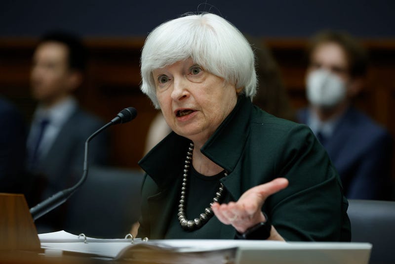 Treasury Secretary Janet Yellen testifies before the House Financial Services Committee in the Rayburn House Office Building on Capitol Hill on May 12, 2022 in Washington, DC. While Yellen was before the committee to talk about the Financial Stability Oversight Council's annual report, she was asked about the U.S. response to the Russian invasion of Ukraine and abortion. (Photo by Chip Somodevilla/Getty Images)