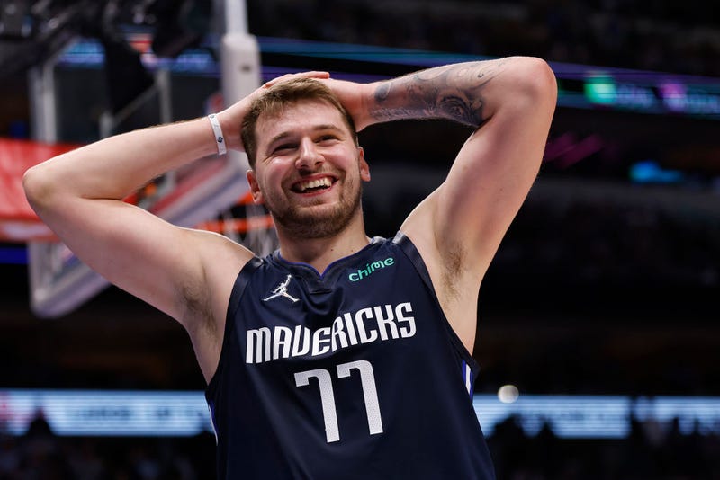 Luka Doncic #77 of the Dallas Mavericks reacts against the Phoenix Suns in the fourth quarter of Game Six of the 2022 NBA Playoffs Western Conference Semifinals at American Airlines Center on May 12, 2022 in Dallas, Texas.