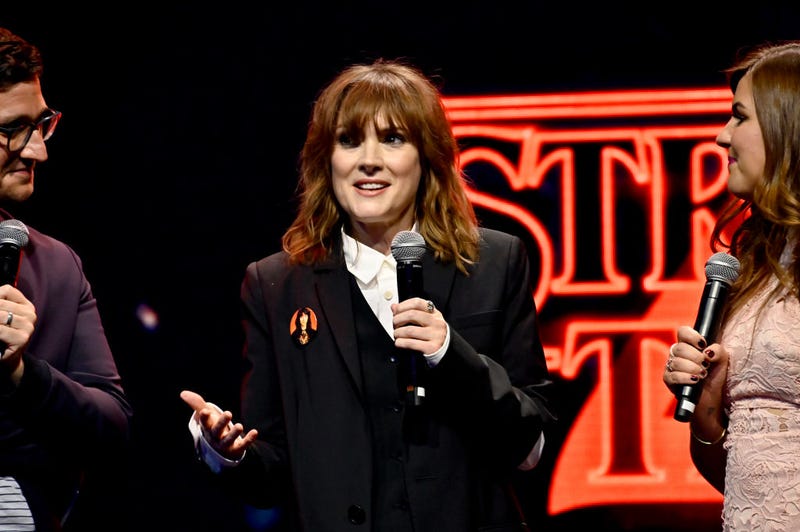 Winona Ryder speaks to fans onstage during Netflix's "Stranger Things" Season 4 New York Premiere at Netflix Brooklyn on May 14, 2022 in Brooklyn, New York