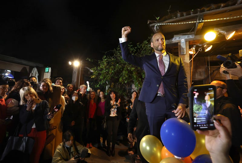 San Francisco District Attorney Chesa Boudin speaks to supporters during an election-night event on June 07, 2022 in San Francisco, California.