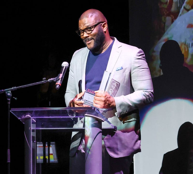Tyler Perry speaks during the 2022 Apollo Theater Spring Benefit at The Apollo Theater on June 13, 2022 in New York City