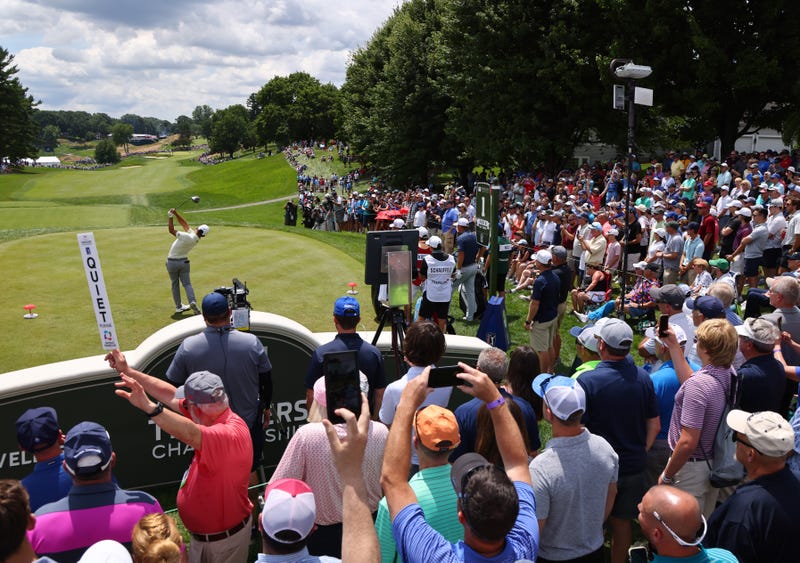 Xander Schauffele tees off during the second round of Travelers Championship in Cromwell, 6/24/22