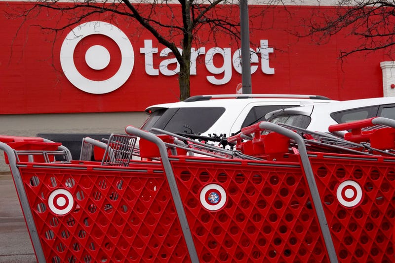 Shopping carts are lined up outside of a Target store on November 16, 2022 in Chicago, Illinois. Target’s stock plummeted today after the company reported a 52% drop in profits during the third quarter. (Photo by Scott Olson/Getty Images)