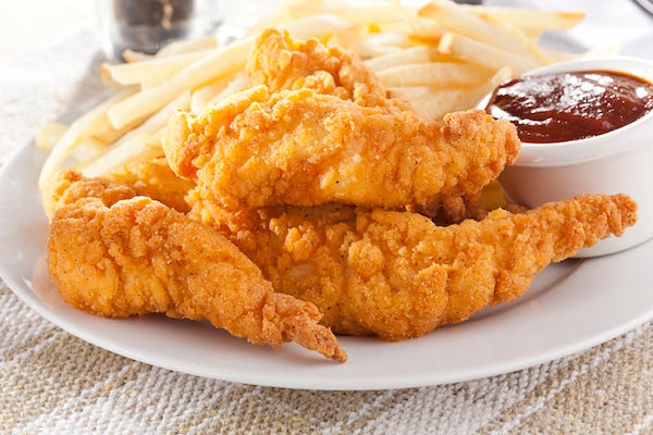 Chicken tenders on a plate