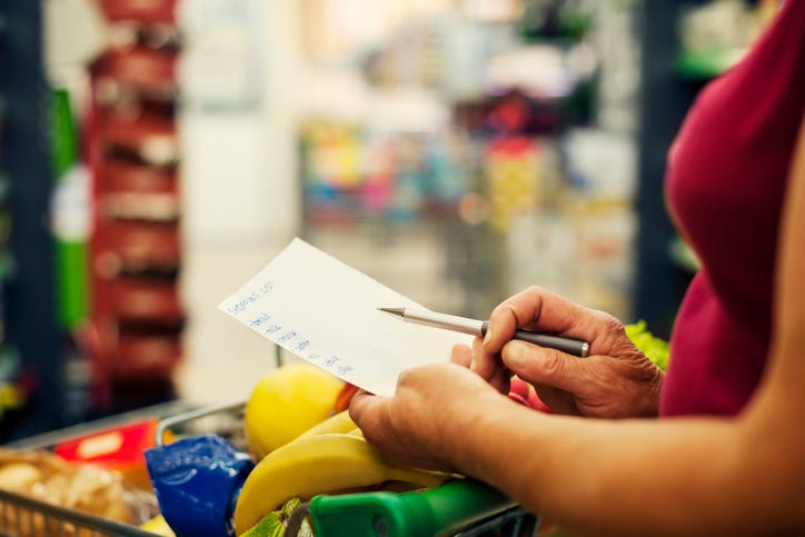 checking list in grocery store