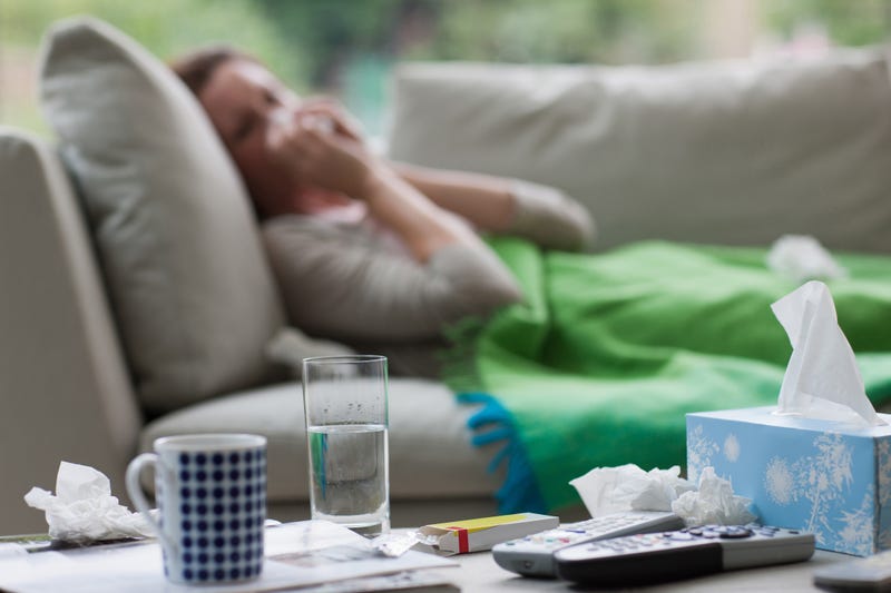 Person sick with the flu.