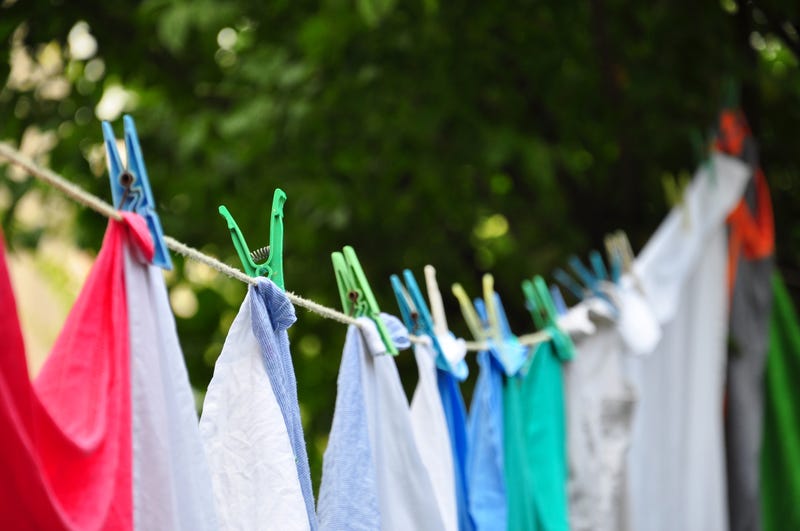 A clothes line with items drying