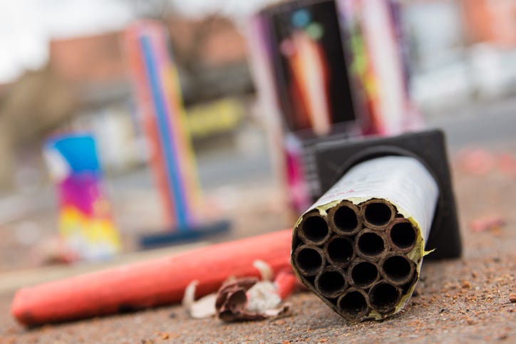 Empty firework containers.
