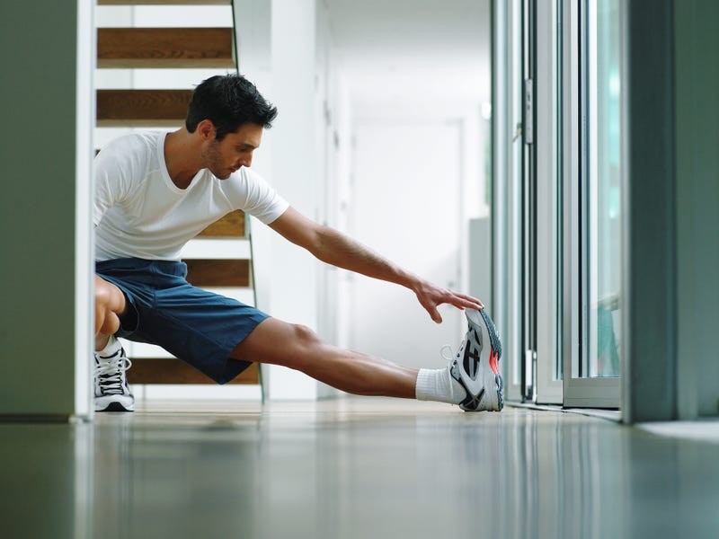 man exercising at home